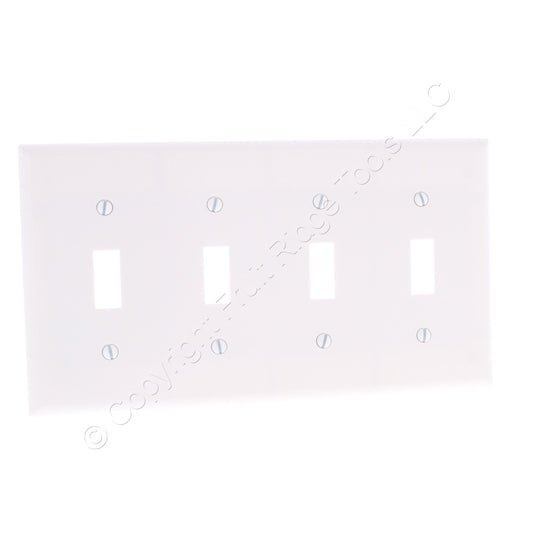 Eaton 2154W White 4-Gang Toggle Switch Plastic Standard Wallplate Covers 10-pack