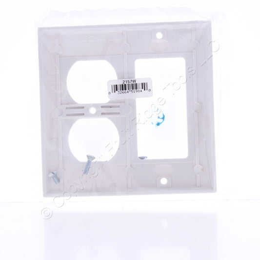 Eaton 2157W White 2-Gang Duplex Outlet Decorator GFCI Plastic Standard Wallplate