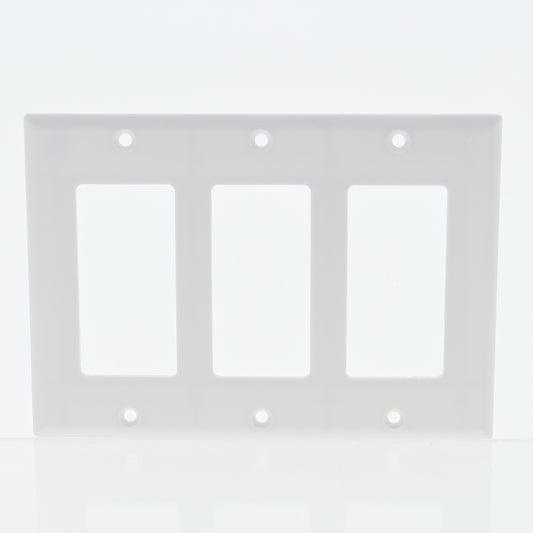 Eaton 2163W White 3-Gang Decorator GFCI GFI Plastic Standard Wallplate Cover