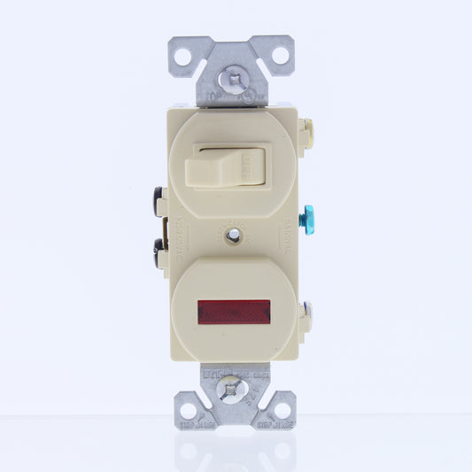 Eaton #277V Ivory Pilot Light Toggle Wall Switch Single Pole 15A 120V Boxed