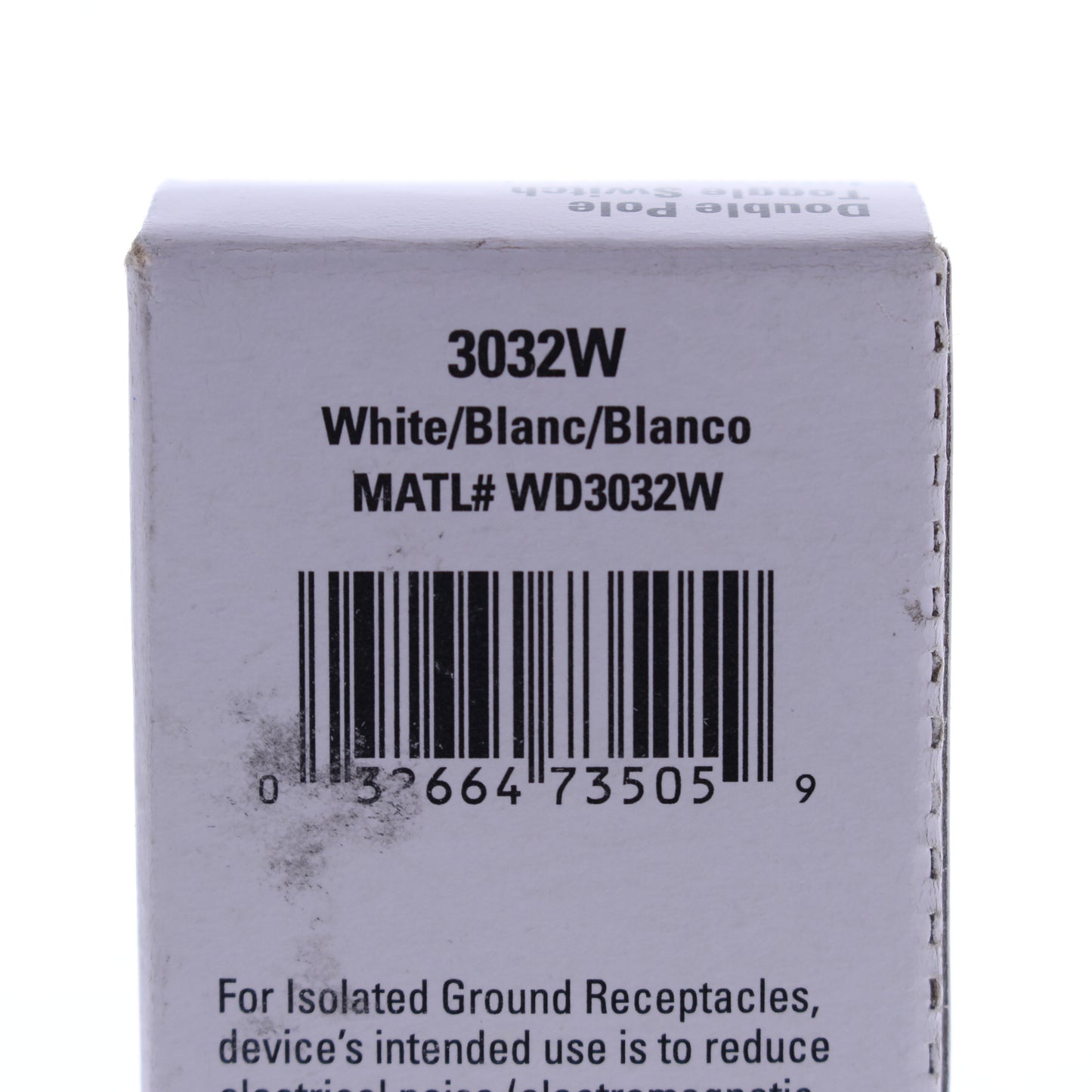 Eaton 3032W White Industrial Double Pole Toggle Light Switch Control 30A