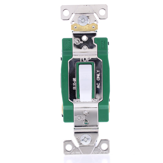Eaton 3032W White Industrial Double Pole Toggle Light Switch Control 30A