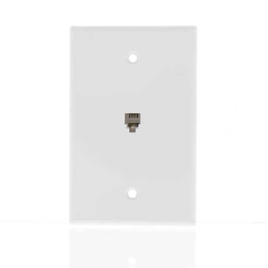 Eaton White Mid-Size Flush Mount 4-Conductor Telephone Jack Wallplate 3533-4W
