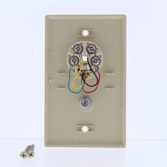 Eaton 3535-4V Ivory 1-Gang Telephone Jack Coaxial Nylon Standard Wallplate Cover