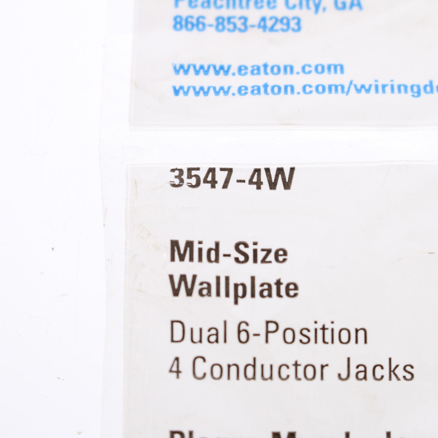Eaton 3547-4W White 1-Gang 4-Wire Telephone Jack Nylon Mid-Size Wallplate Cover