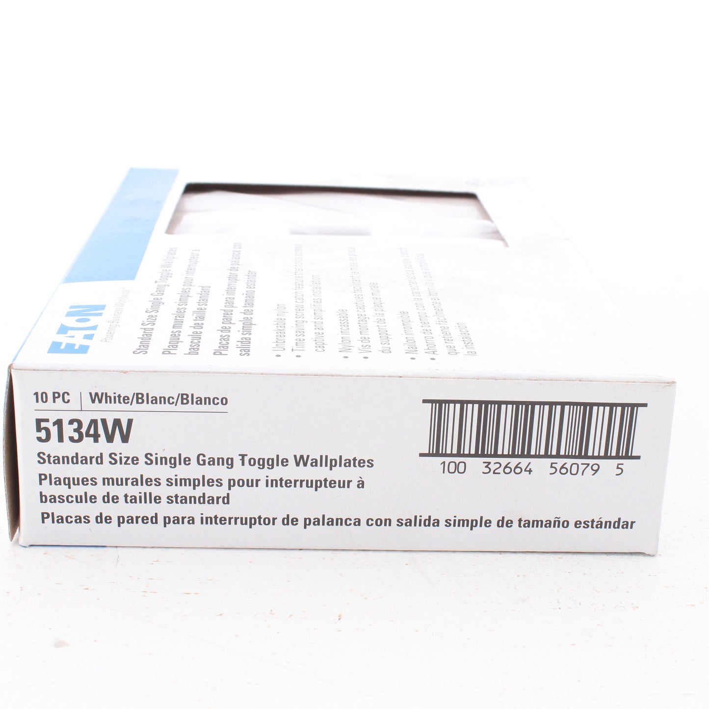 Eaton 5134W White 1-Gang Toggle Unbreakable Nylon Standard Wallplate Cover 10pcs
