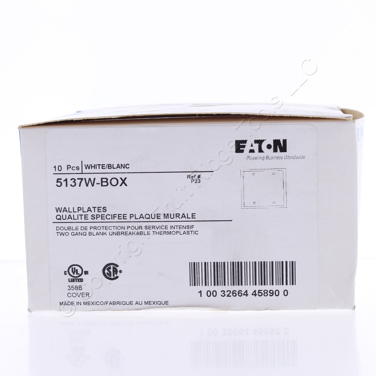 Eaton 5137W White 2-Gang Blank Unbreakable Nylon Wallplate Cover Box Mount 10pcs