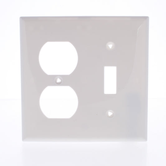 Eaton 5138W White 2-Gang Toggle Switch Duplex Outlet Unbreakable Wallplate Cover