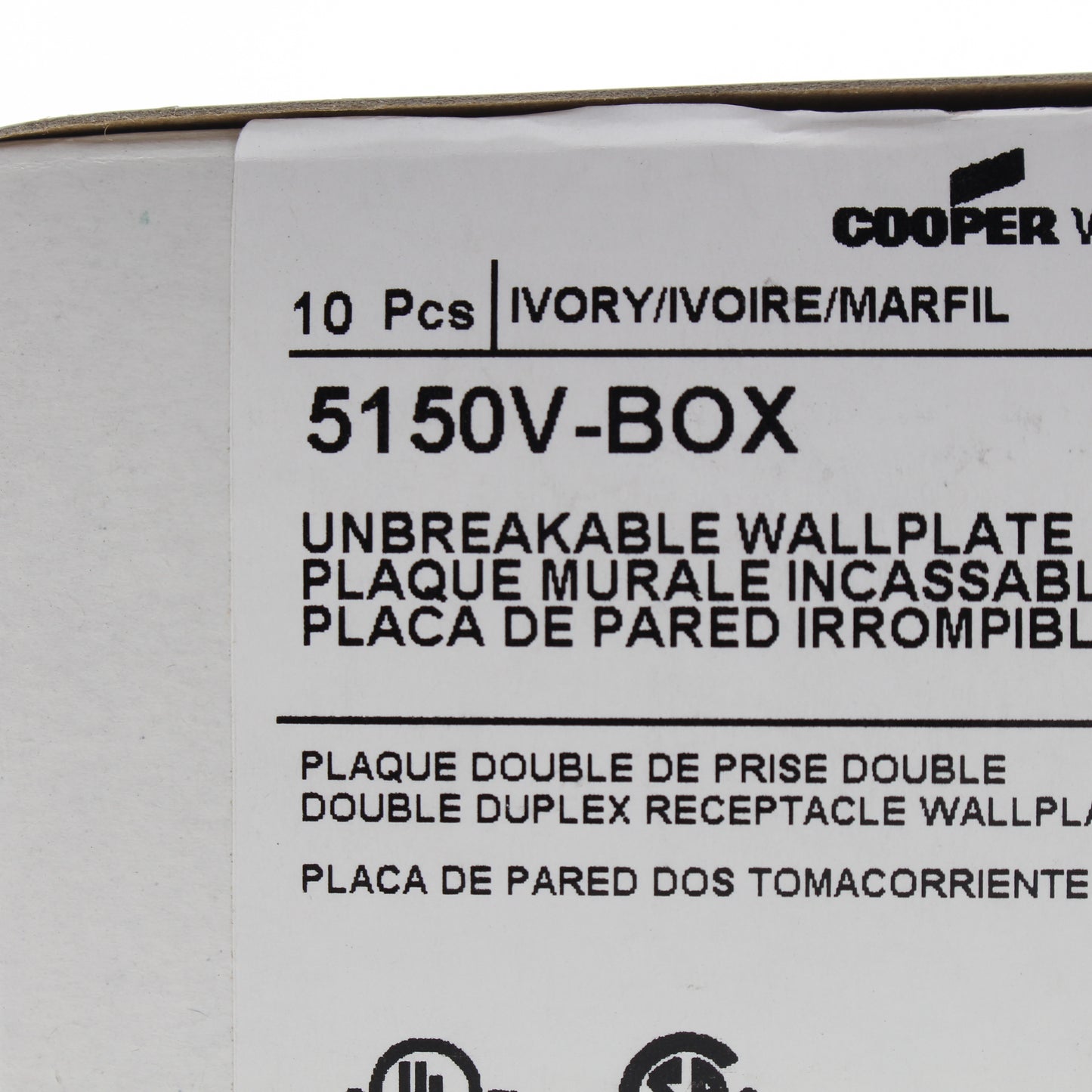 Eaton 5150V Ivory 1-Gang Duplex Unbreakable Nylon Standard Wallplate Cover 10pcs