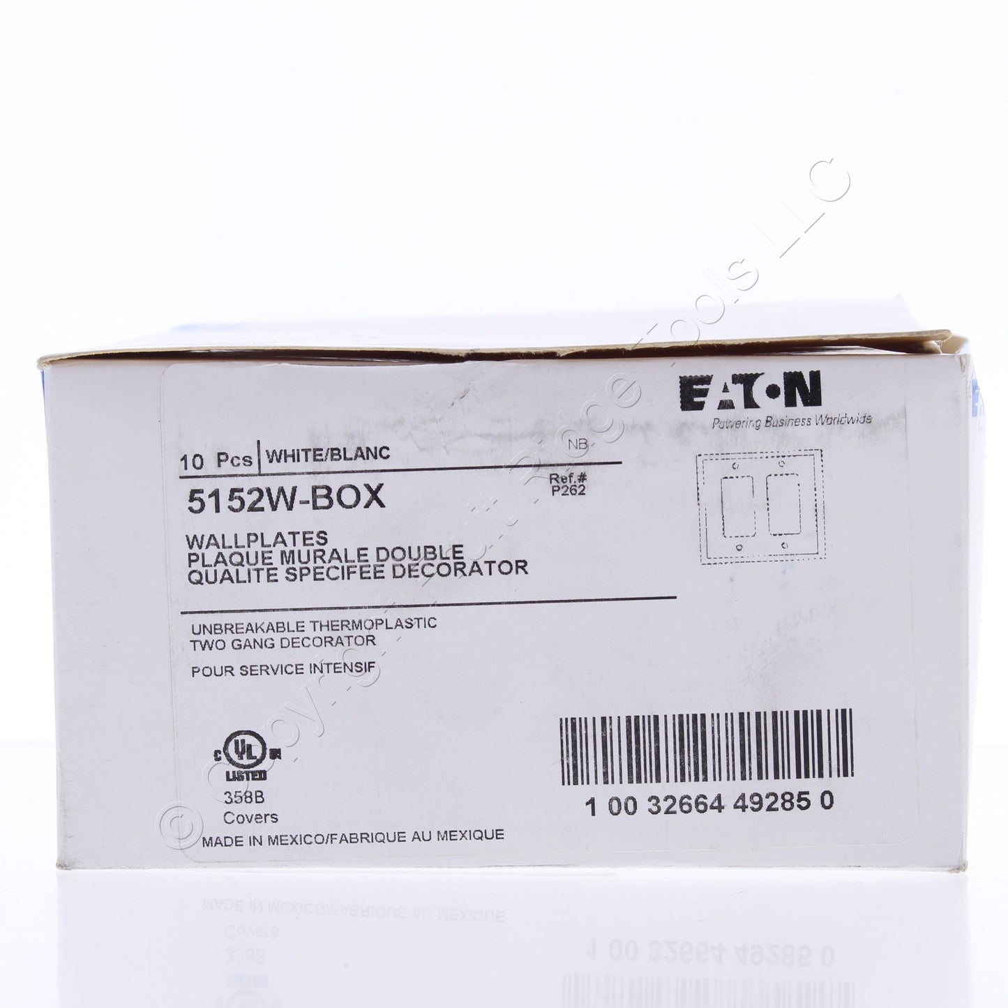 Eaton 5152W White 2-Gang Decorator Unbreakable Standard Wallplate Cover 10pcs