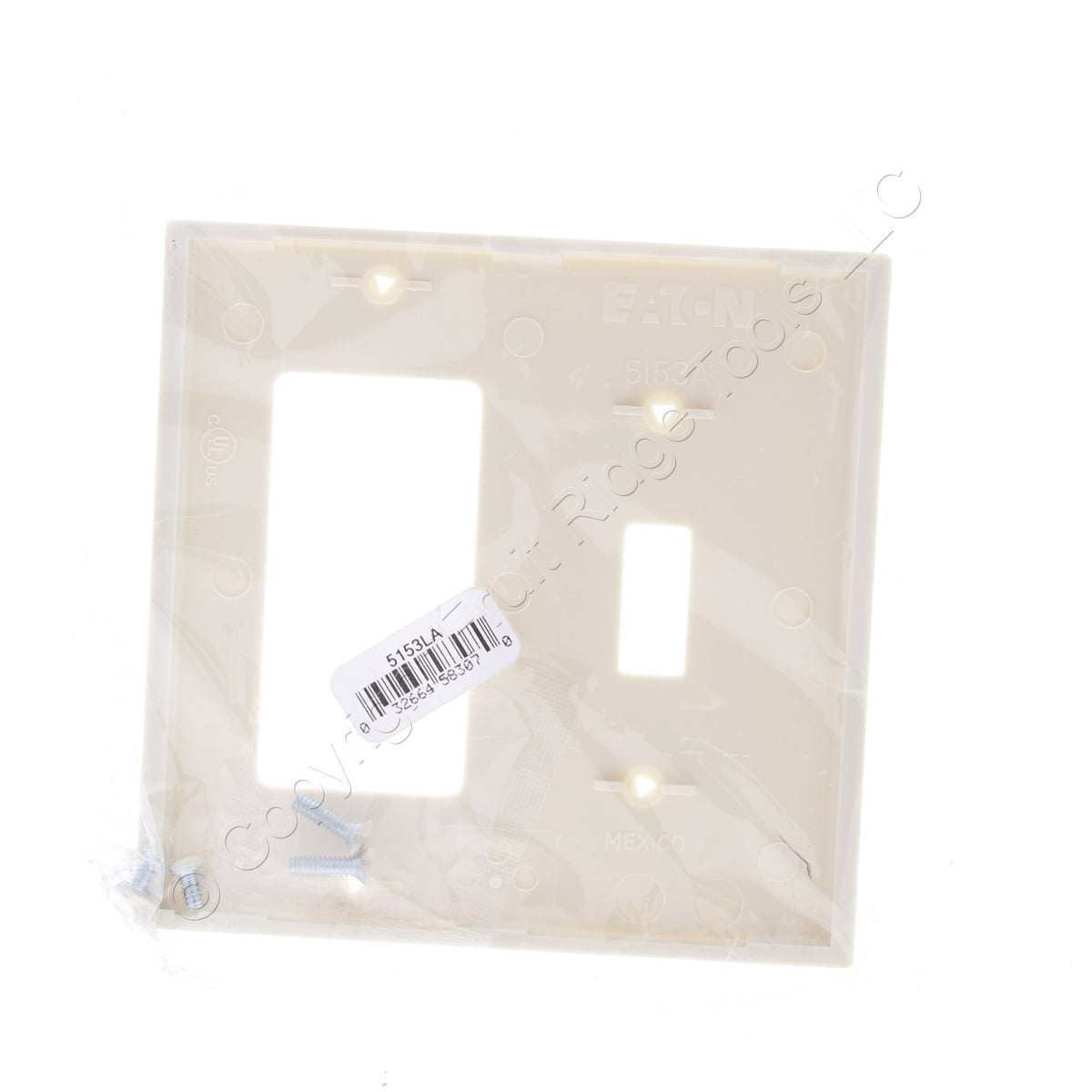 Eaton 5153LA Light Almond 2-Gang Toggle Decorator Unbreakable Wallplate Cover