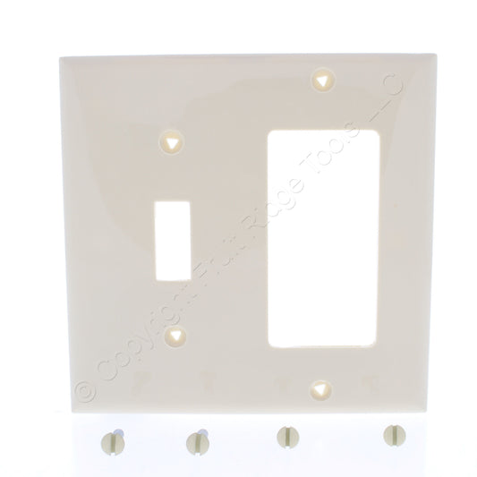 Eaton 5153V Ivory 2-Gang Toggle Switch Decorator GFI Unbreakable Wallplate 10pcs