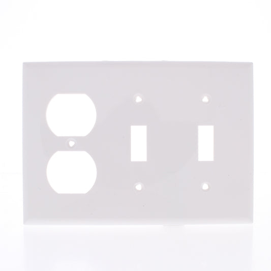 Eaton 5158W White 3-Gang Toggle Switch Duplex Outlet Unbreakable Wallplate Cover