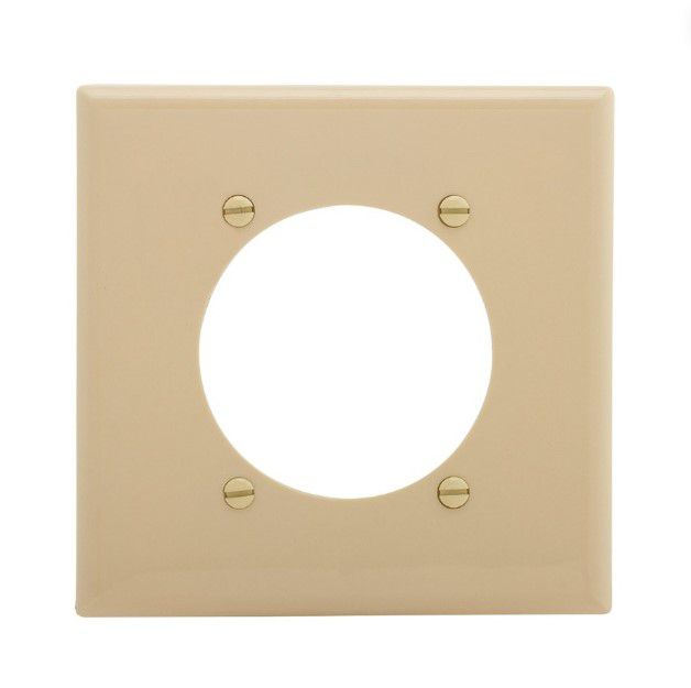 Eaton 5169V Ivory 2-Gang Power Outlet 2.47" Hole Unbreakable Standard Wallplate