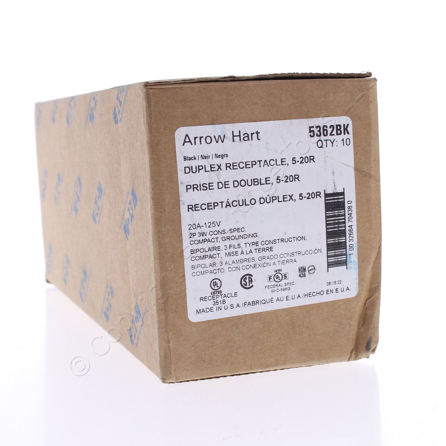 10 Eaton Black Heavy Duty Grade Duplex Receptacle Outlets 5-20R 20A 125V 5362BK
