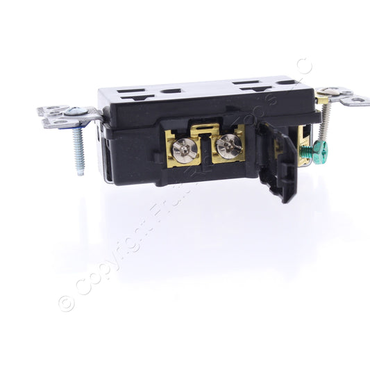 Eaton Black Industrial Decorator Wing Receptacle Duplex Outlet 5-20R 20A 6362BK