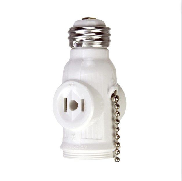 Eaton White Lampholder Light Socket Adapter Pull Chain Outlet Receptacle 718-3W