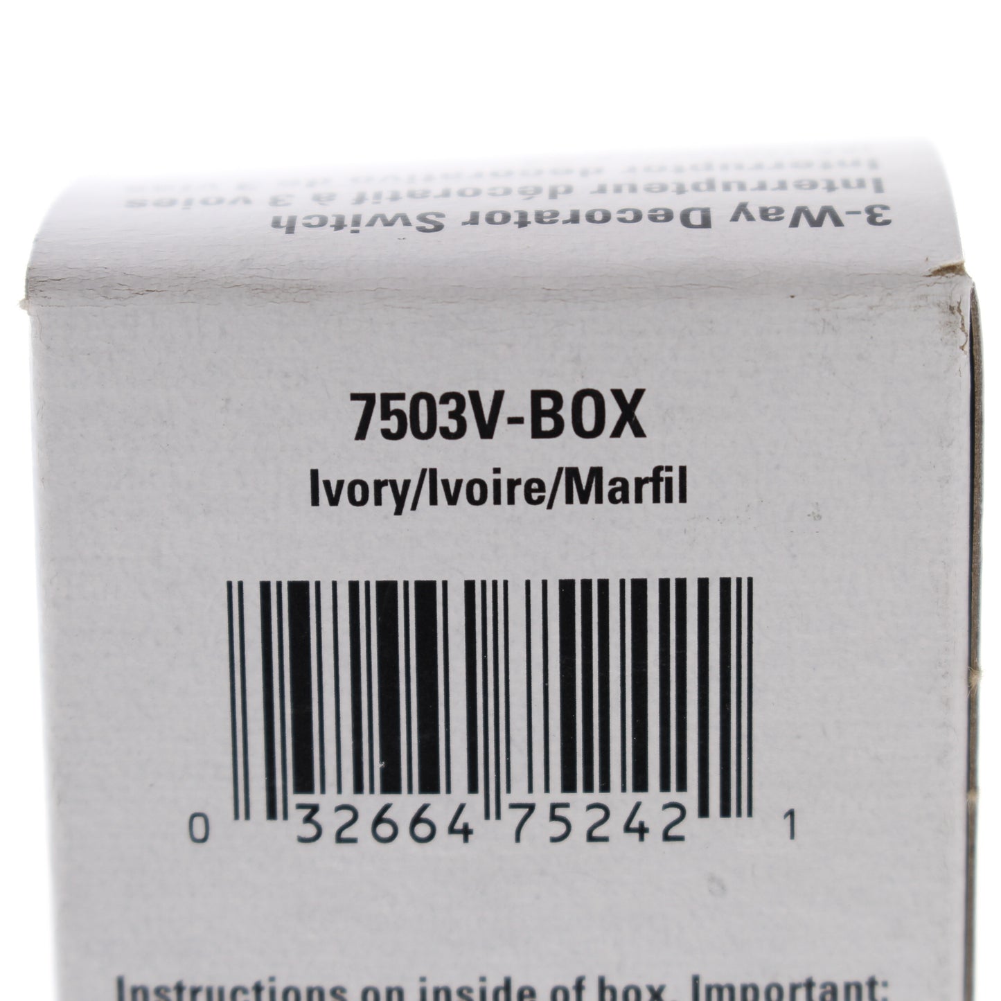 Eaton Ivory Residential 3-Way Decorator Rocker Light Switch 15A 7503V Boxed