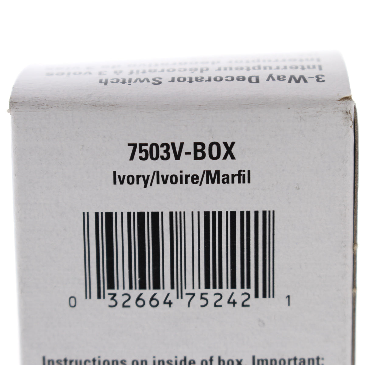 Eaton Ivory Residential 3-Way Decorator Rocker Light Switch 15A 7503V Boxed