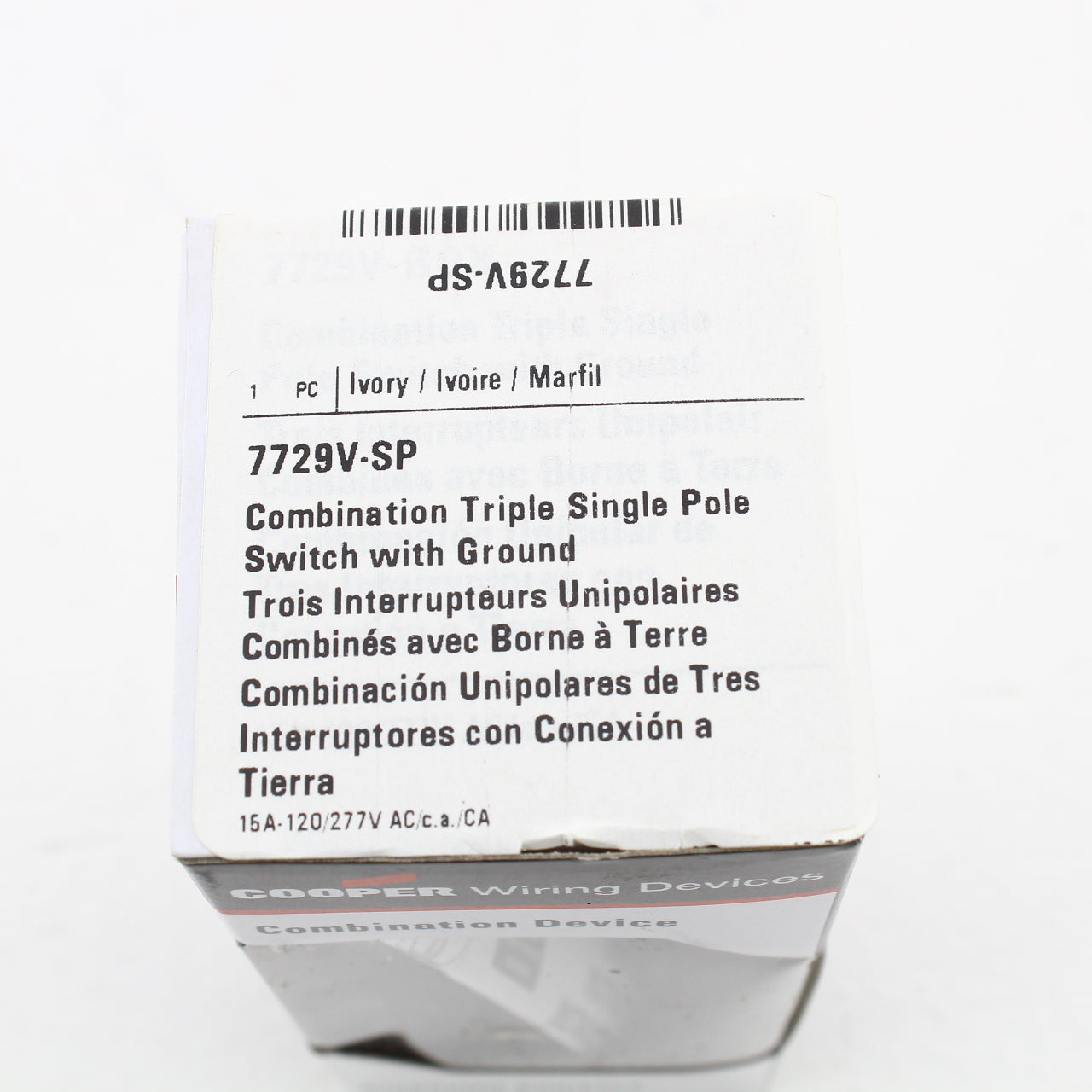 Eaton Ivory Combination 1-Pole Decorator Triple Rocker Light Switch 15A 7729V