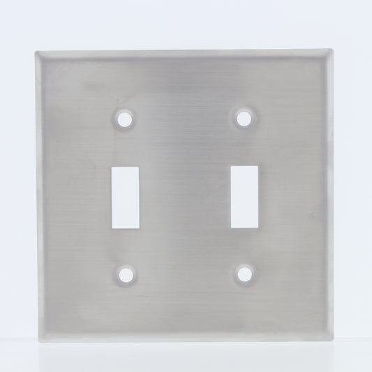 Eaton Non-Magnetic Stainless Steel 2-Gang Toggle Switch Cover Wallplate 93072