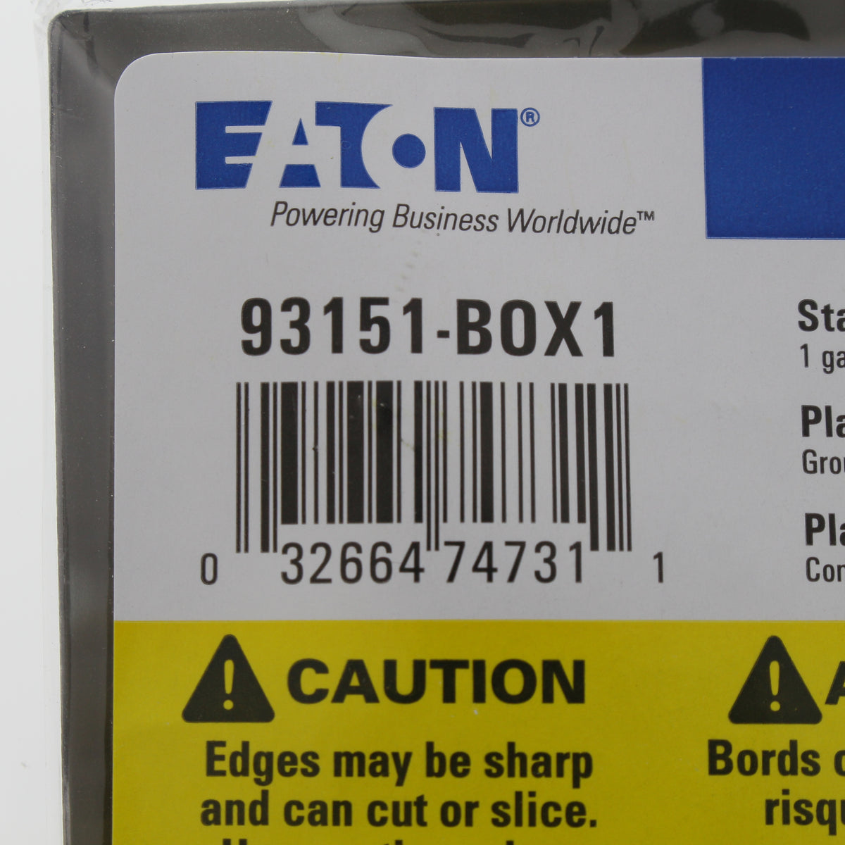 Eaton 1-Gang Type 302 Non-Magnetic Stainless Steel BLANK Cover Wall Plate 93151