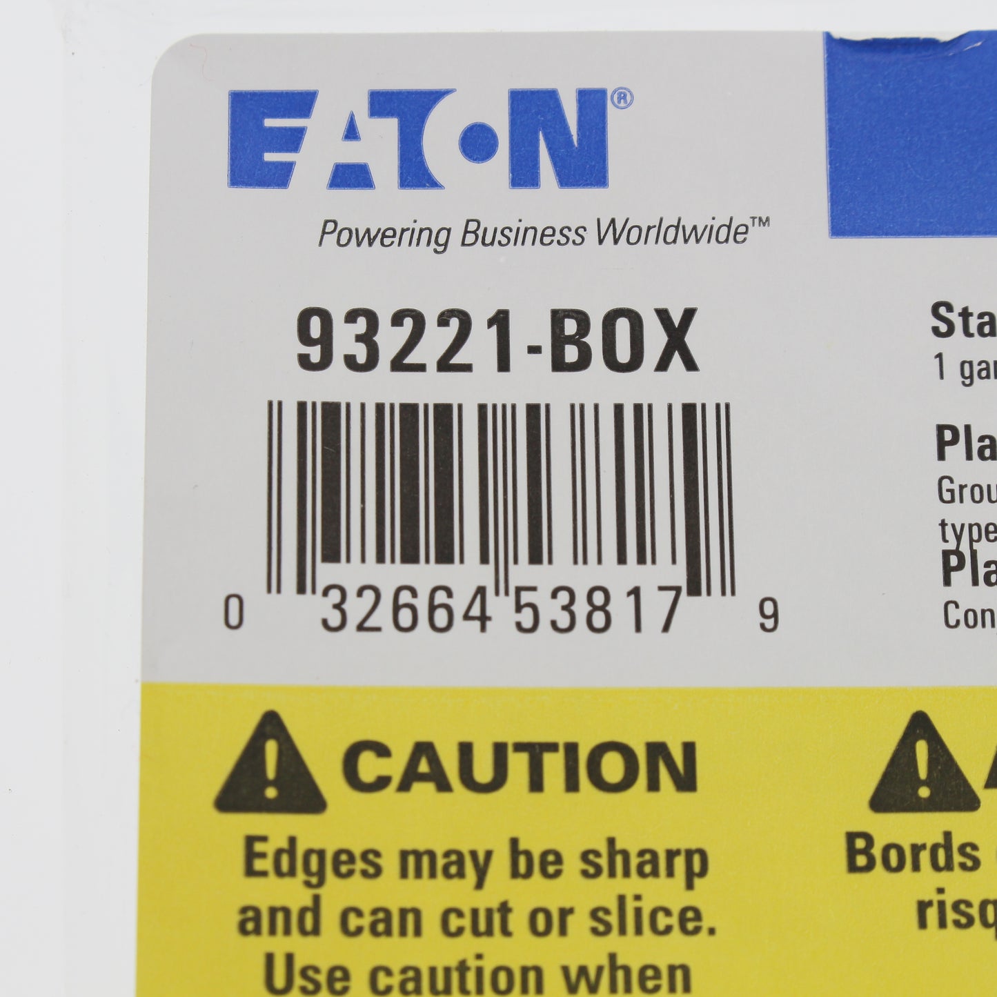 Eaton Stainless Steel 1Gang 2.156" Receptacle Wallplate Cover Dryer Range 93221