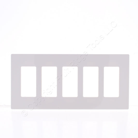 Eaton 9525WS White Satin 5-Gang Decorator Unbreakable Wallplate Rocker Cover
