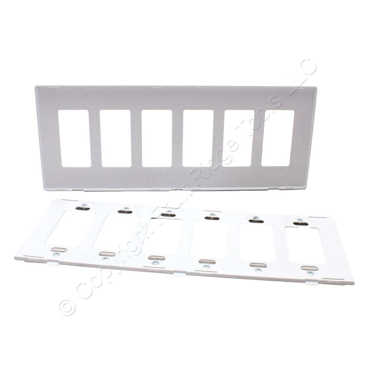 Eaton 9526WS White Satin Pale Gray 6-Gang Unbreakable Decorator Wallplate Cover