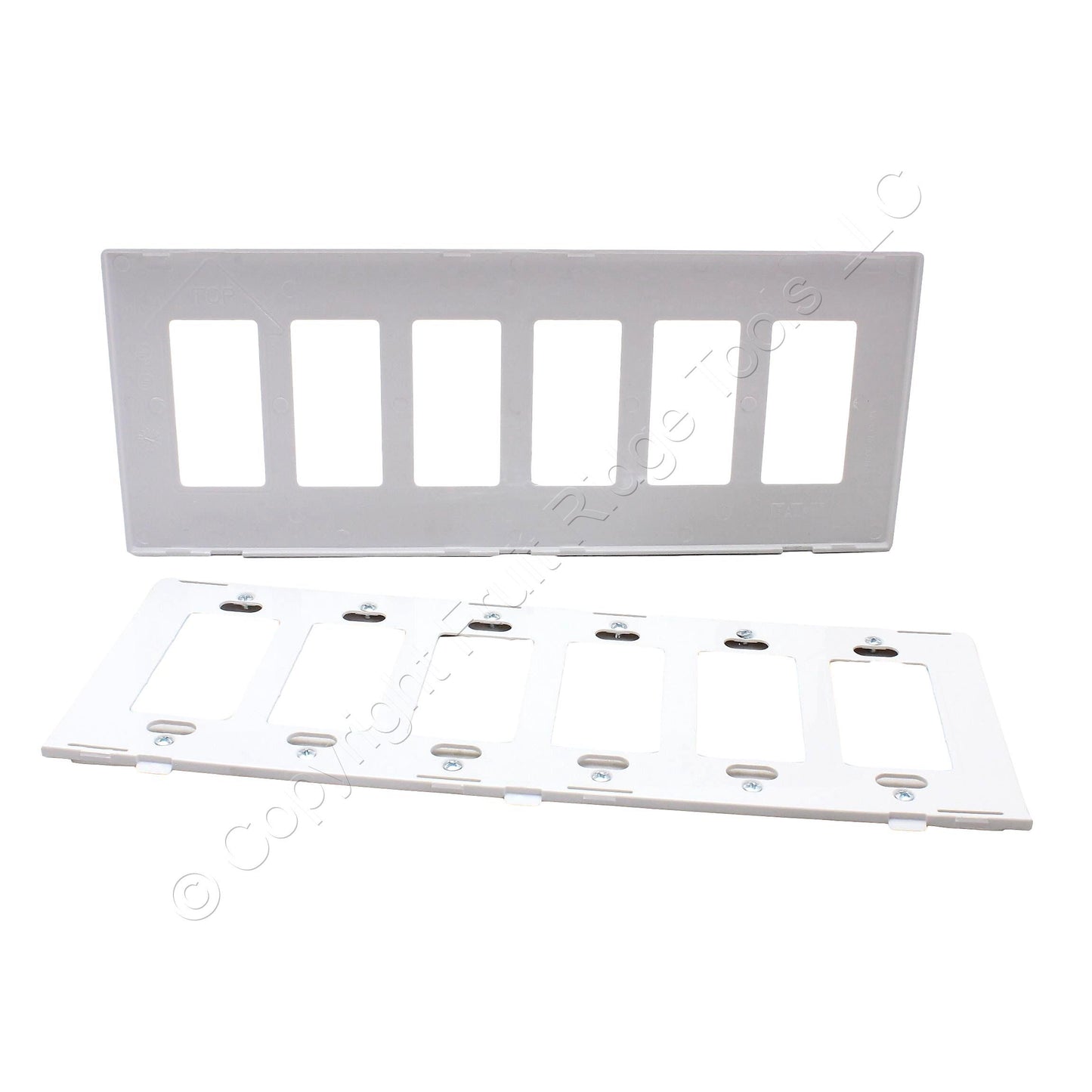 Eaton 9526WS White Satin Pale Gray 6-Gang Unbreakable Decorator Wallplate Cover