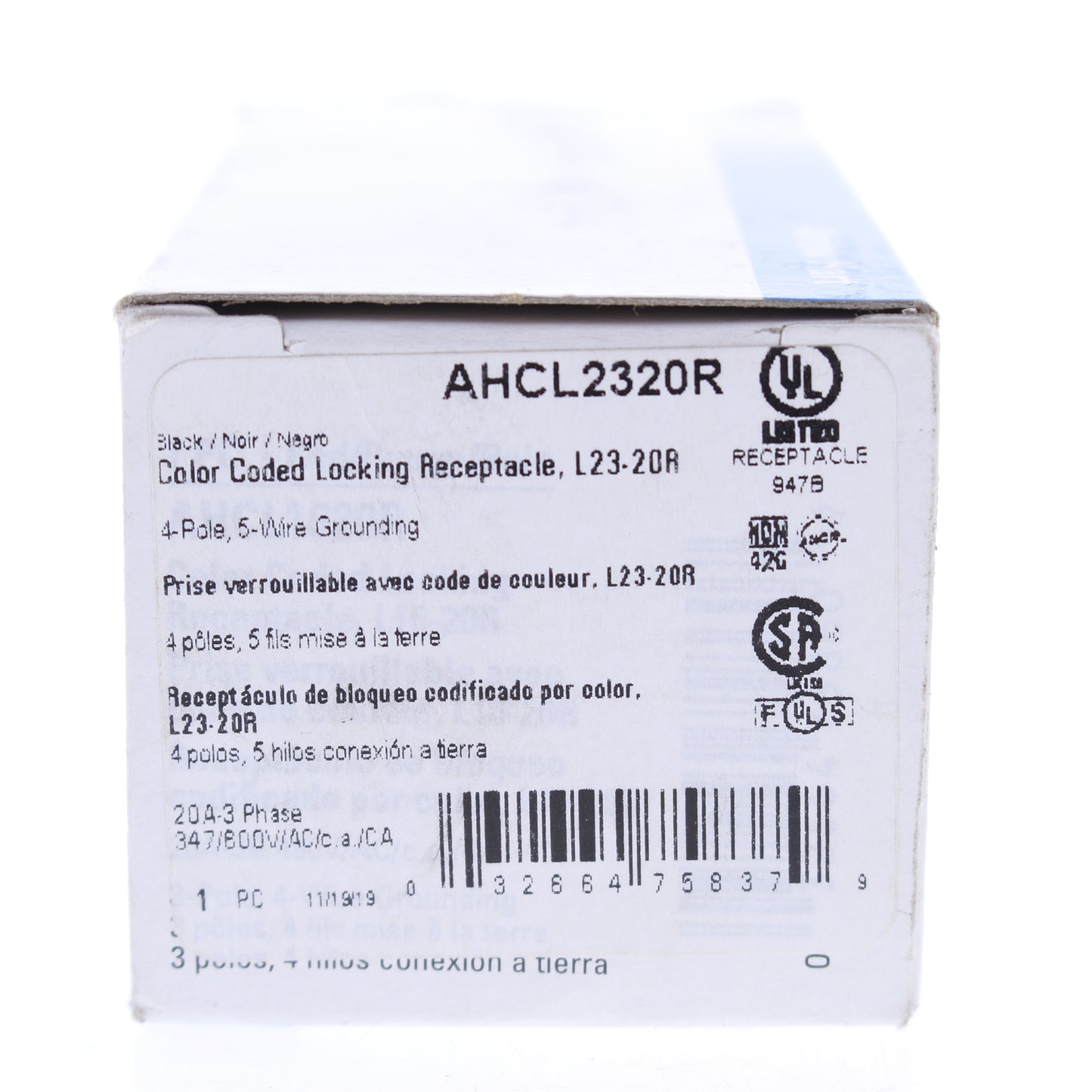 Eaton Turn Locking Receptacle Twist Outlet L23-20R 20A 347/600V 3�Y AHCL2320R