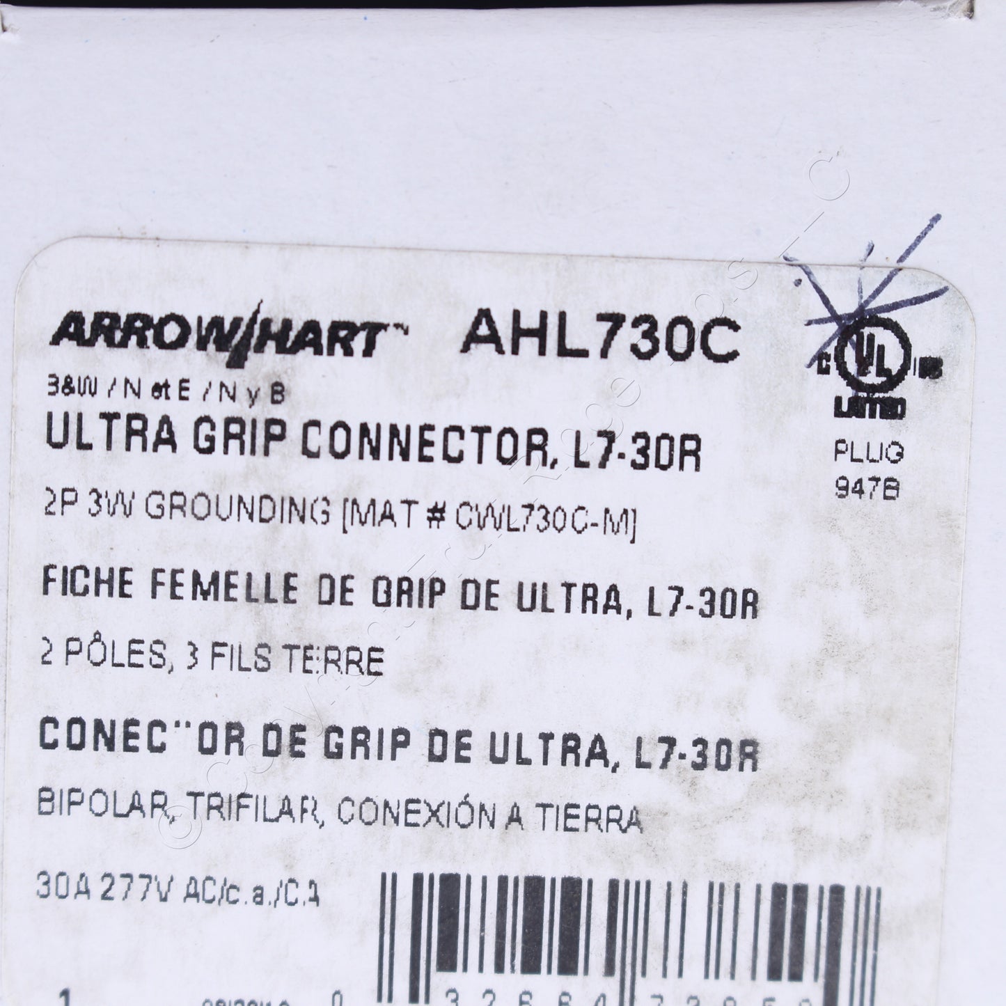 Eaton Arrow AHL730C Hart Twist Turn Locking Connector Plug Nema L7-30R 30A 277V