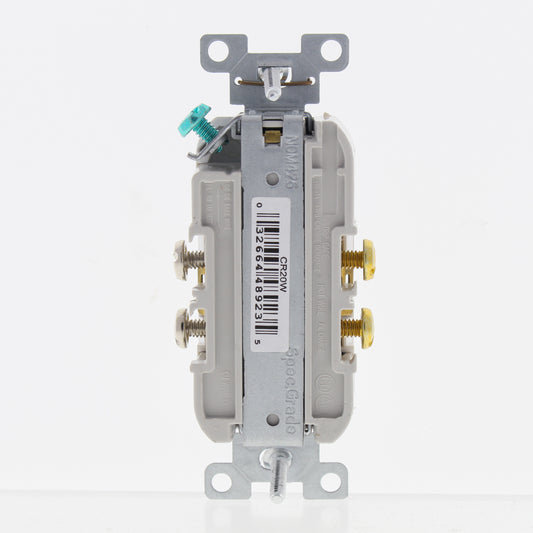 Eaton White Commercial Duplex Outlet Receptacle NEMA 5-20R 20A Bulk CR20W