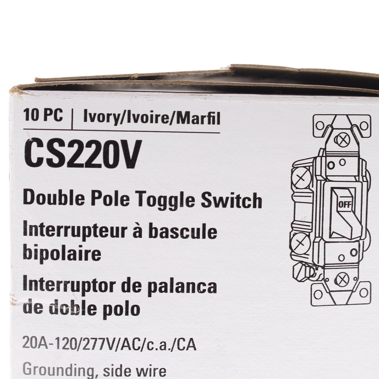 10 Eaton Ivory Commercial Double Pole Toggle Wall Light Switcesh 20A Bulk CS220V