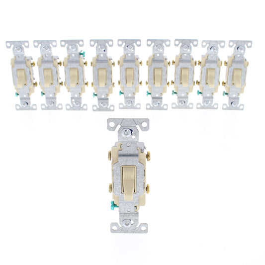 10 Eaton Ivory Commercial Double Pole Toggle Wall Light Switcesh 20A Bulk CS220V