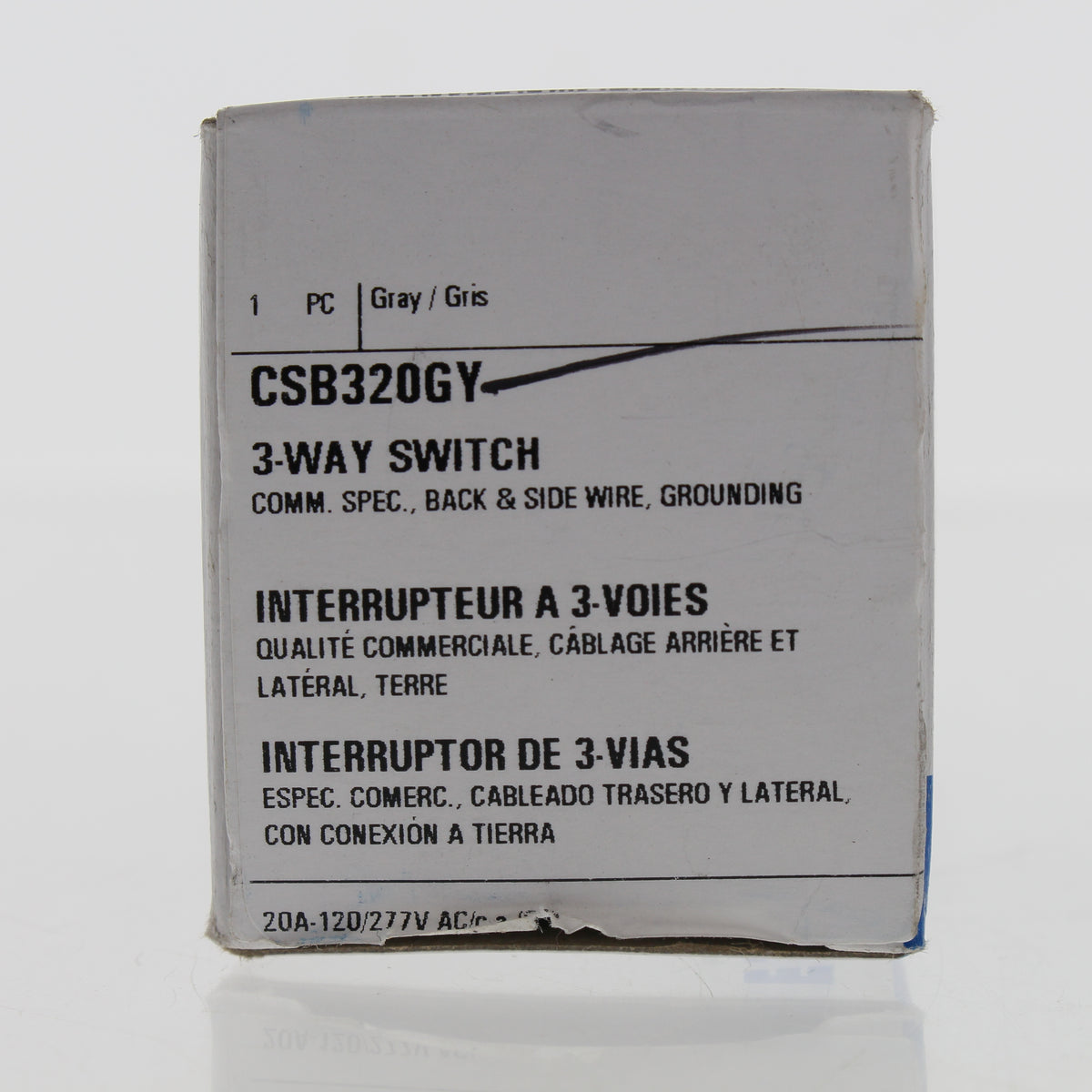 Eaton CSB320GY Gray 3-Way Commercial Grade Toggle Wall Light Switch 20A 120/277V