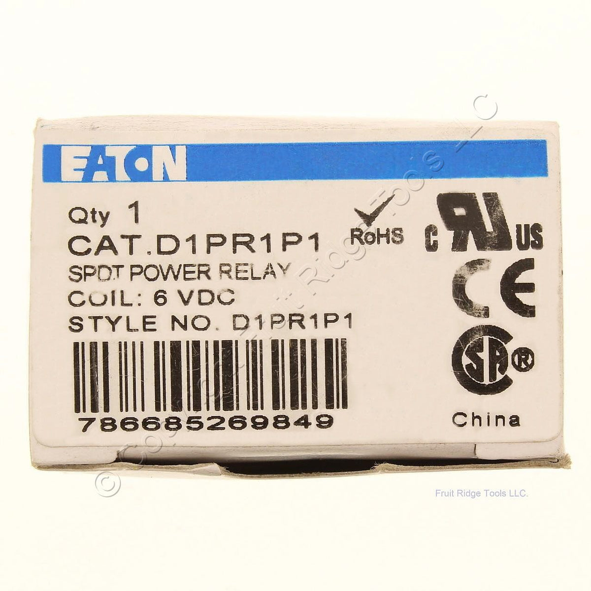 Eaton D1 Series Plug-In Power Relay SPDT 6VDC Coil 20A 47 Ohm D1PR1P1