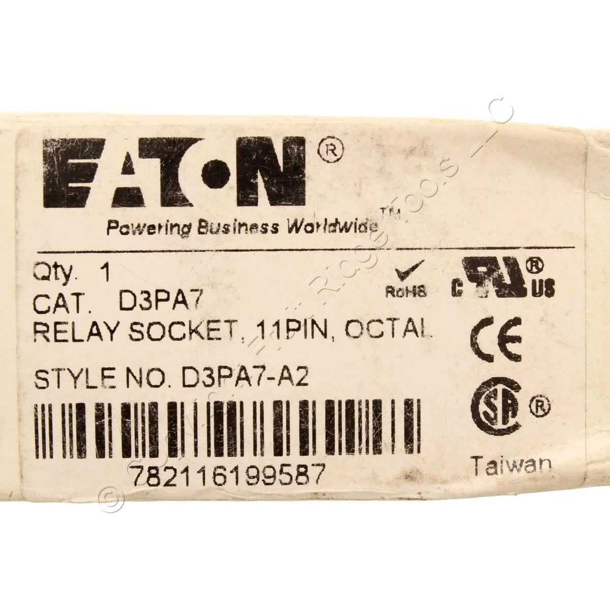 Eaton D3 Socket for D3PR3 D3PF3 D3PR5 Relays Size A 600V 5A D3PA7-A2