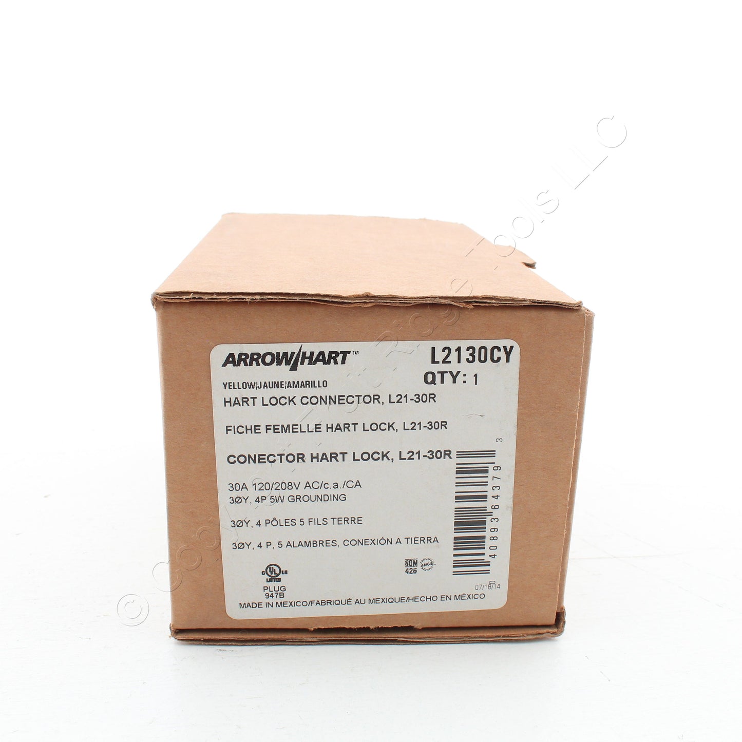 Eaton Yellow Corrosion Resistant Lock Connector L21-30R 30A 120/208V 3�Y L2130CY