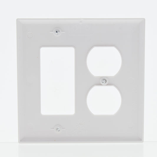 Eaton PJ126V Ivory 2-Gang Toggle Switch Decorator GFCI Nylon Mid-Size Wallplate