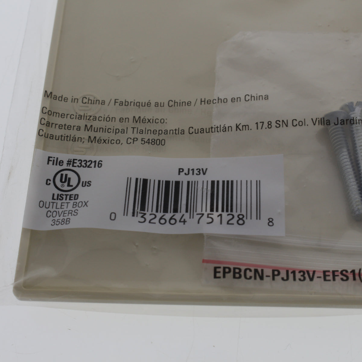 Eaton PJ13V Ivory 1-Gang Blank Unbreakable Mid-Size Wallplate Cover Box Mount