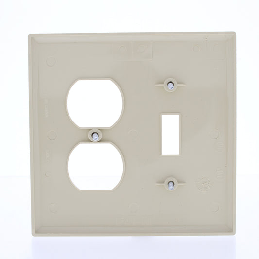 Eaton PJ18V Ivory 2-Gang Toggle Switch Duplex Outlet Mid-Size Nylon Wallplate