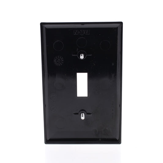 Eaton Black Unbreakable Mid-Size Toggle Switch Cover Plate Nylon Wallplate PJ1BK