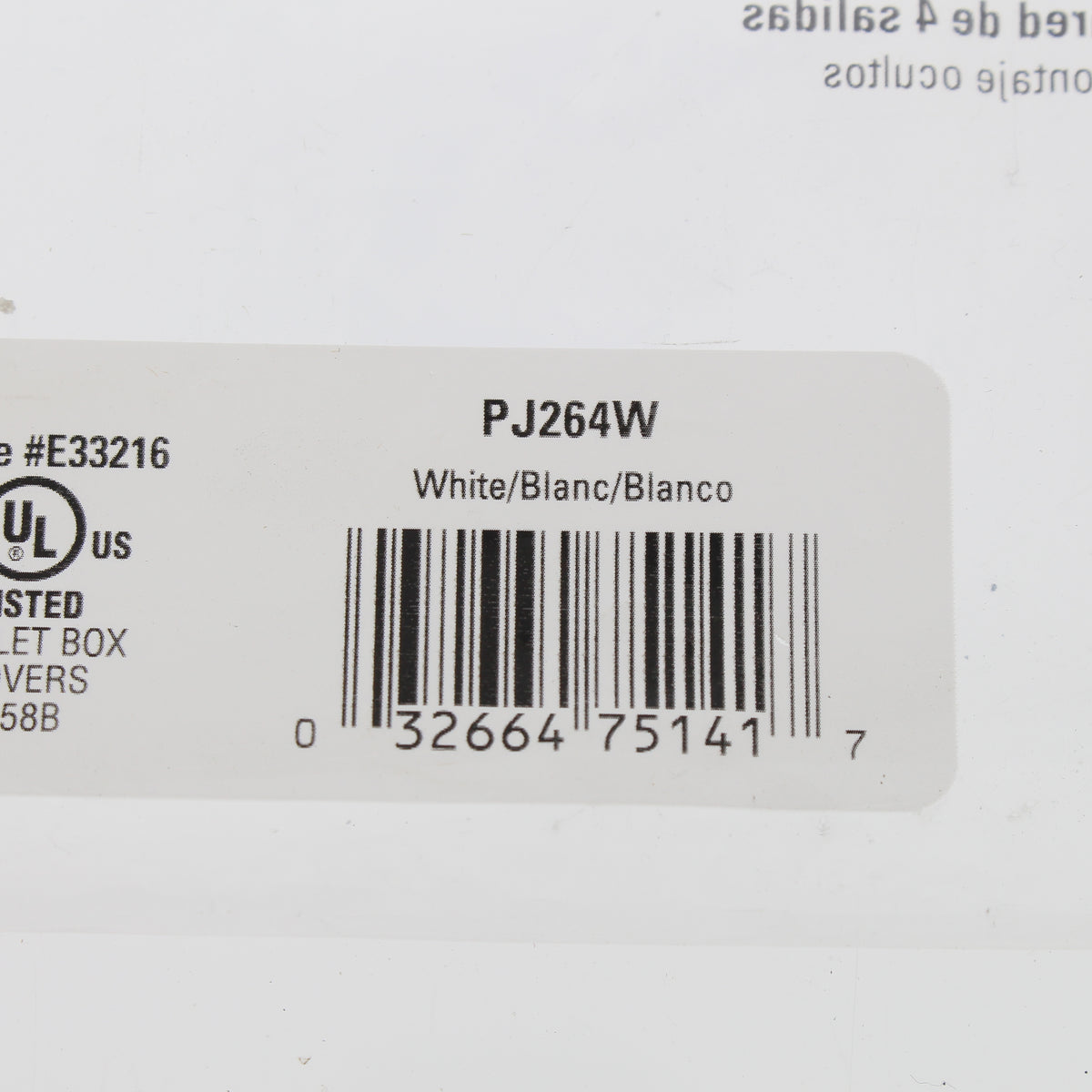Eaton PJ264W White 4-Gang Decorator GFCI Unbreakable Mid-Size Wallplate Cover