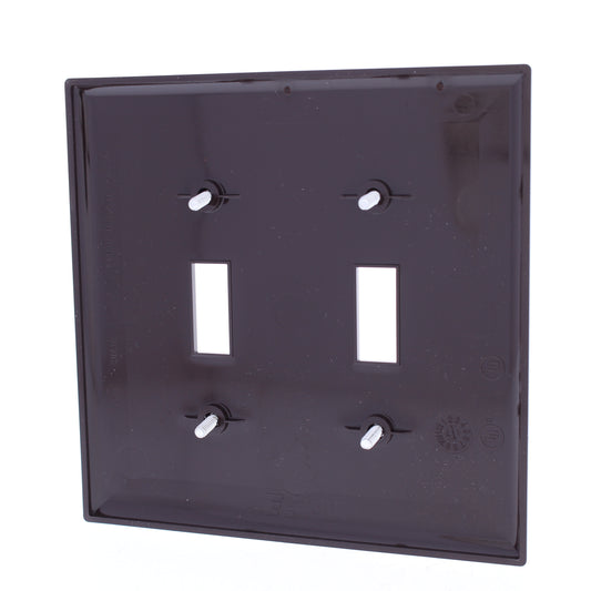 Eaton PJ2B Brown 2-Gang Toggle Switch Unbreakable Mid-Size Wallplate Nylon Cover