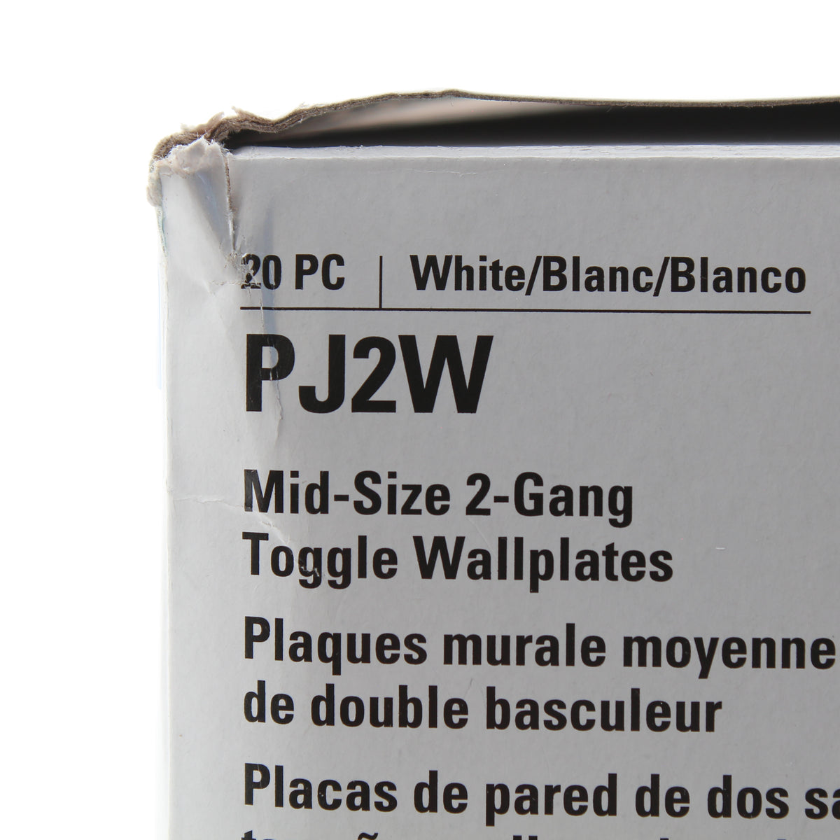 Eaton PJ2W White 2-Gang Toggle Unbreakable Nylon Mid-Size Wallplate Cover 20pcs