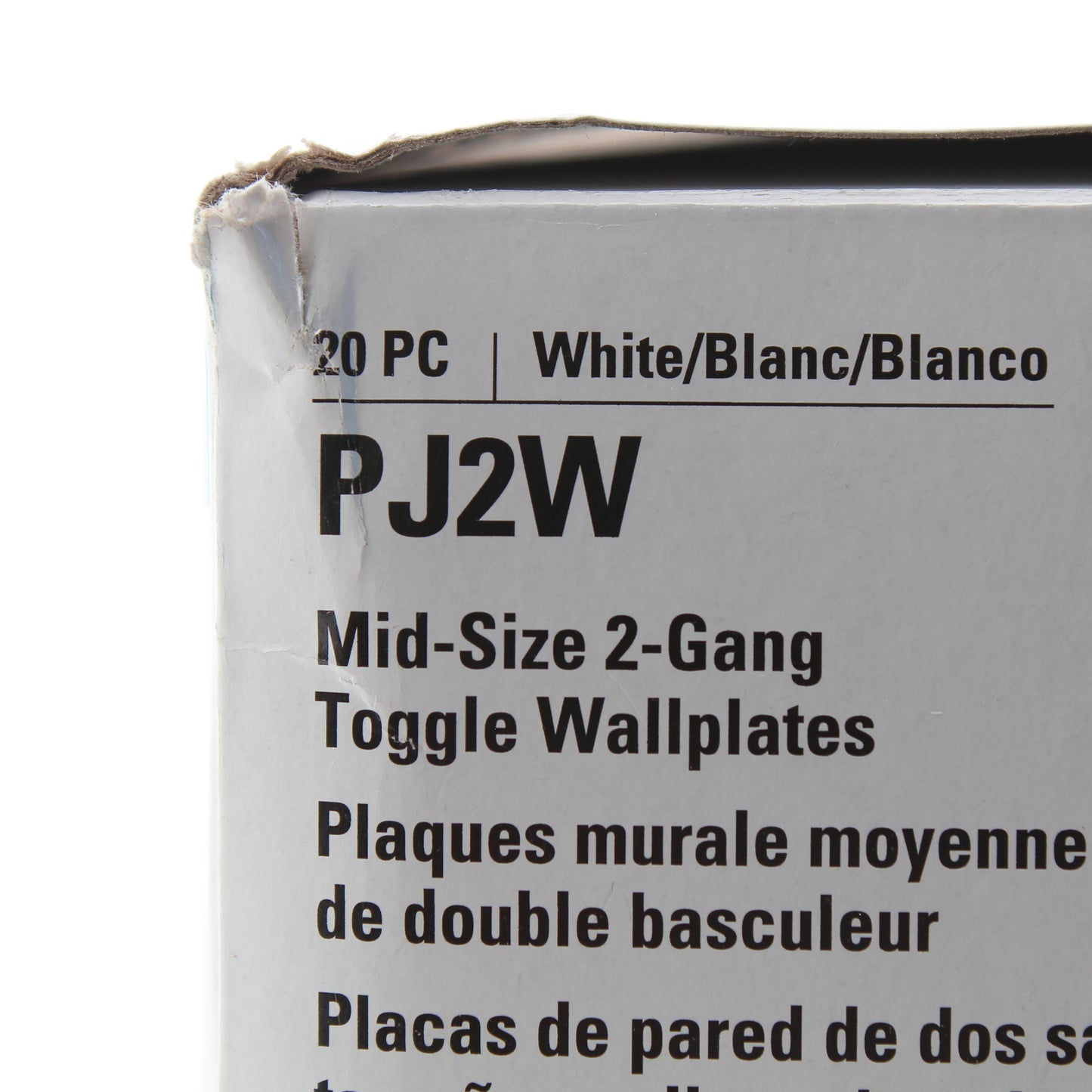 Eaton PJ2W White 2-Gang Toggle Unbreakable Nylon Mid-Size Wallplate Cover 20pcs