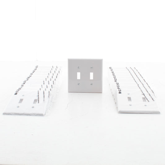 Eaton PJ2W White 2-Gang Toggle Unbreakable Nylon Mid-Size Wallplate Cover 20pcs