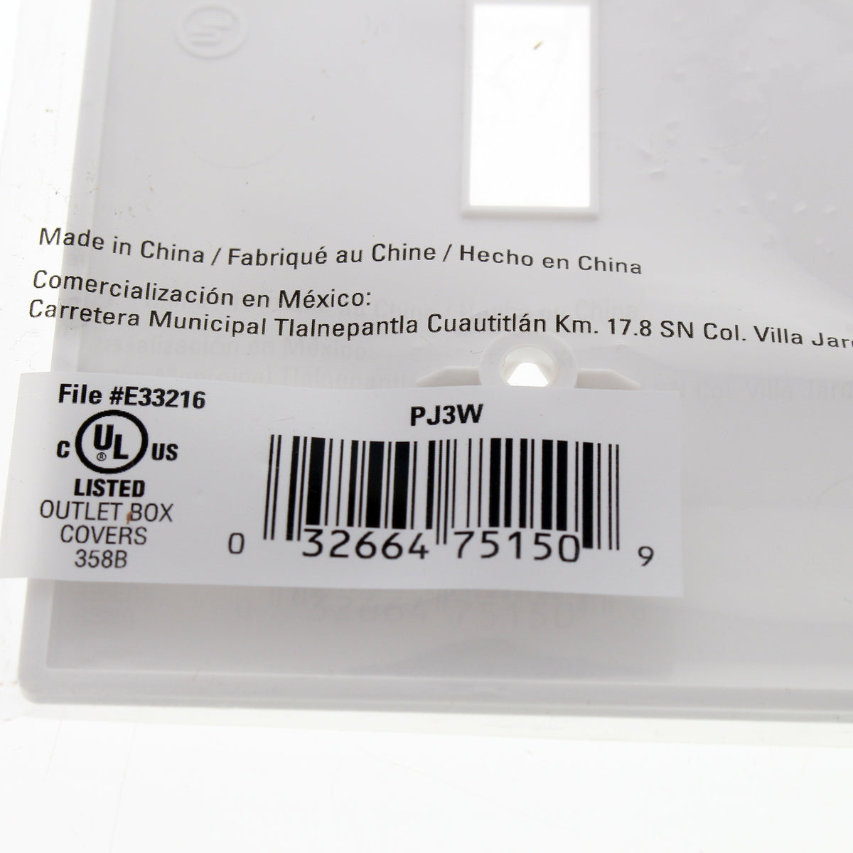 Eaton PJ3W White 3-Gang Toggle Switch Unbreakable Mid-Size Wallplate Nylon Cover
