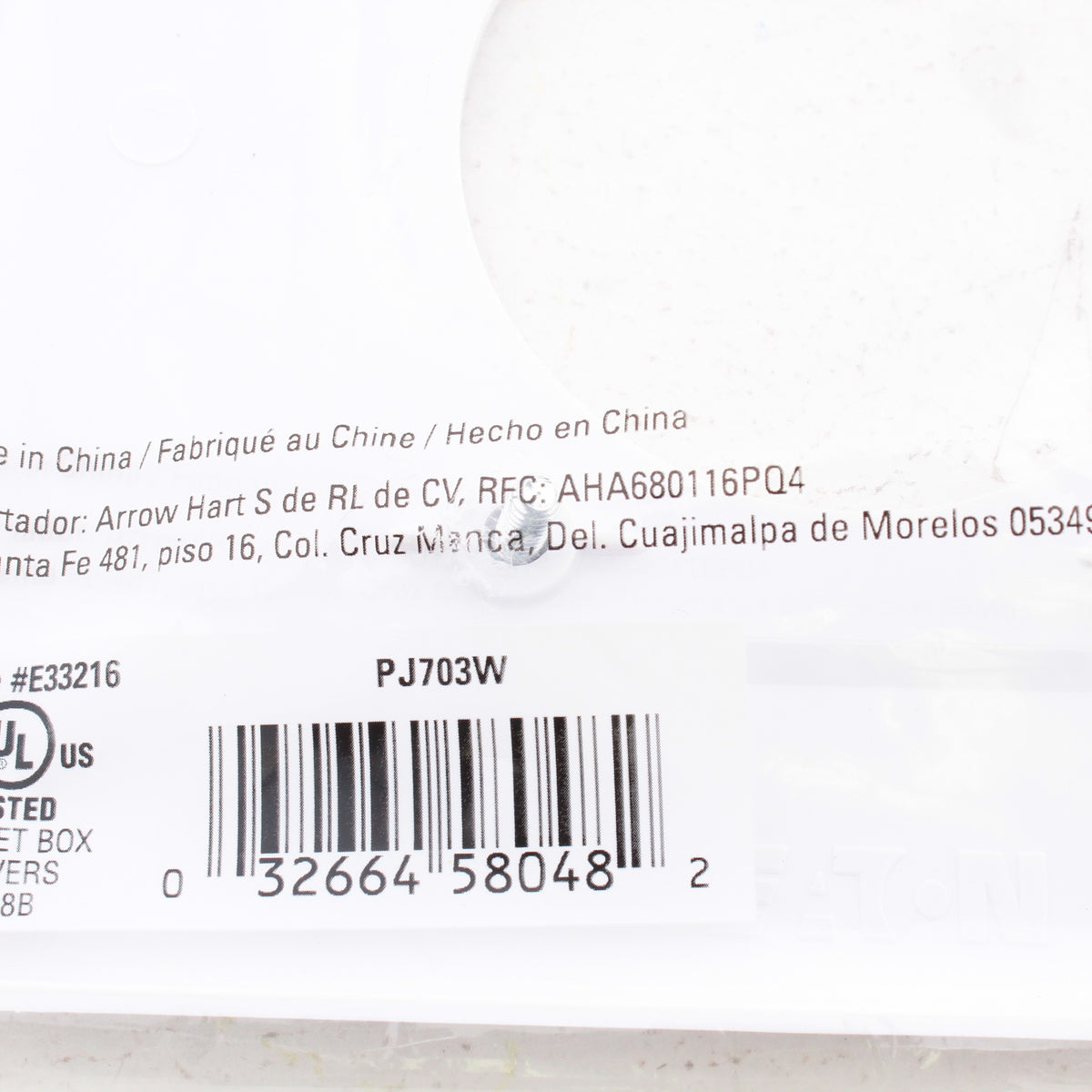 Eaton PJ703W White 2-Gang 2.15" Dia Outlet Unbreakable Mid-Size Wallplate Cover